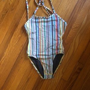 Jolyn Tie-Back Onesie in Colorful Stripe